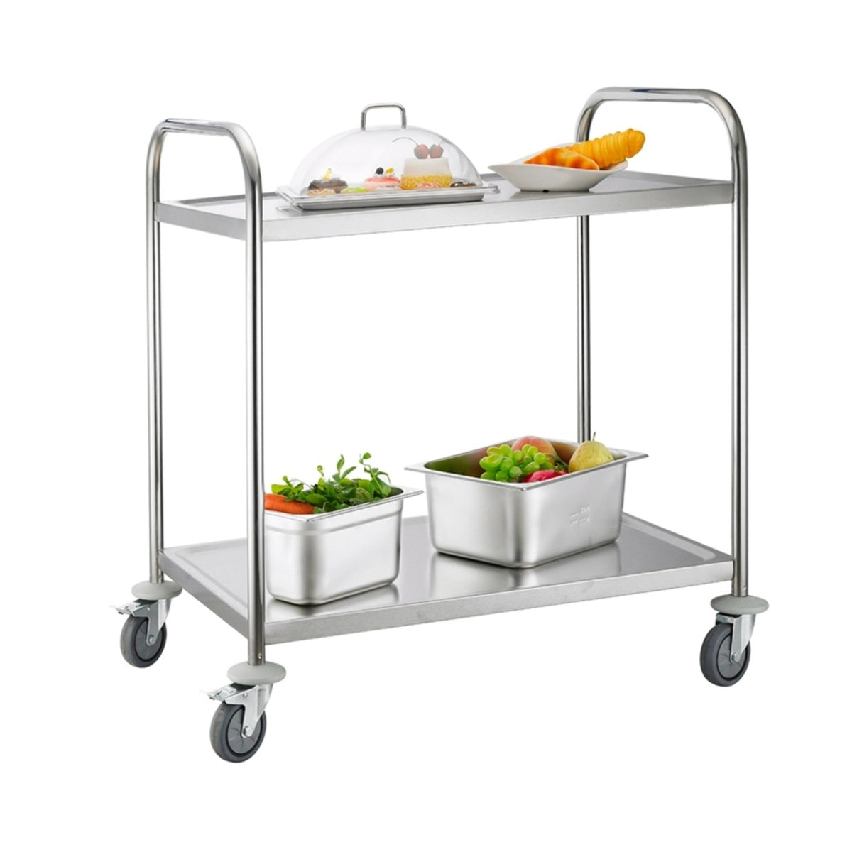 ROUND TUBE SERVING TROLLEY - 2 LEVEL
