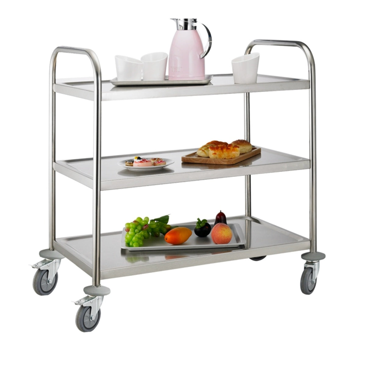 ROUND TUBE SERVING TROLLEY - 3 LEVEL