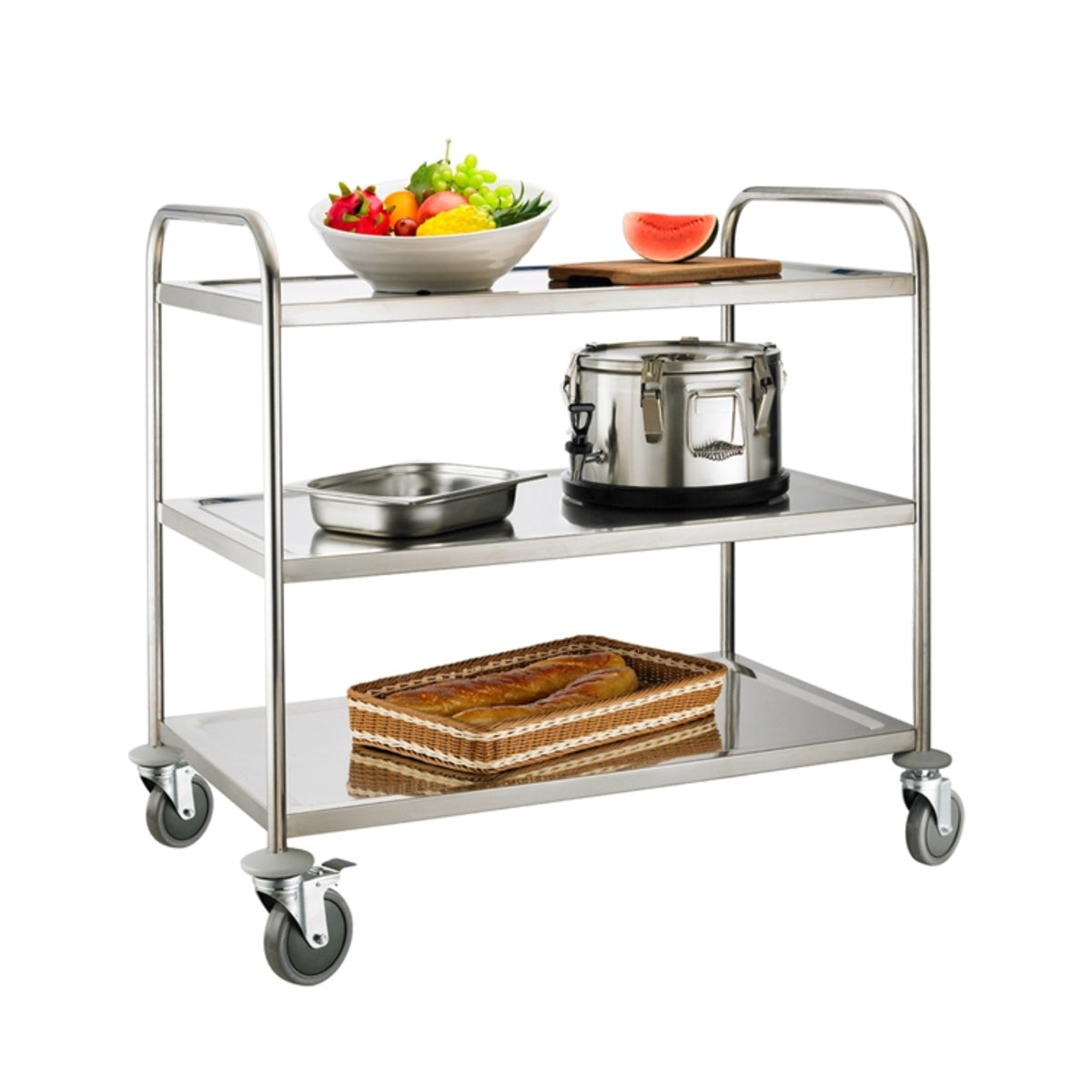 ROUND TUBE SERVING TROLLEY - 3 LEVEL
