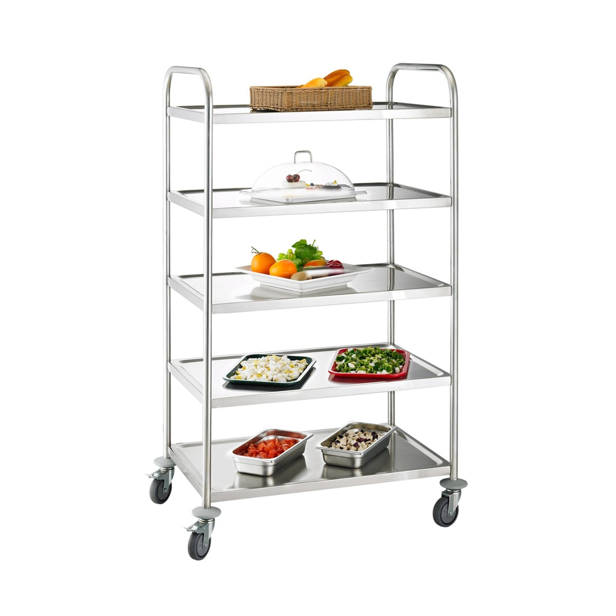 ROUND TUBE SERVING TROLLEY - 5 LEVEL